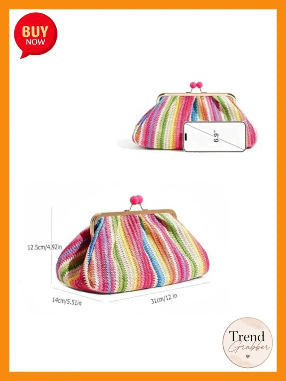 Woven Straw Clutch Purse for Women, Classic Beach Summer Handbag Lock Closure
